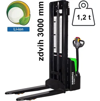 Paletový vozík Vysokozdvižný ručně vedený vozík EUROliftCZ ES12-WS-L - ZDVIH 3000 MM s volným zdvihem