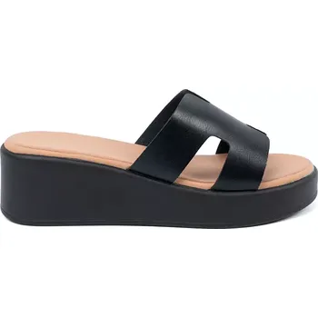 Dámské žabky Zajímavé černé dámské nazouváky platforma 39