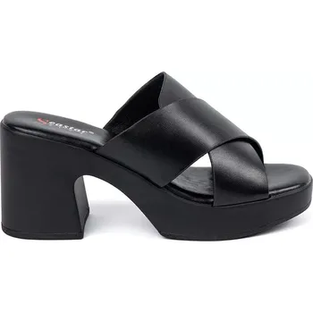 Dámské žabky Módní dámské nazouváky černé na širokém podpatku 39