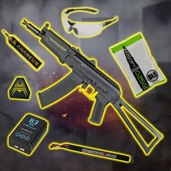 Airsoftová zbraň Specna Arms STARTER PACK set SA AKS-74UN (SA-J81 CORE™ HAL ETU Gen2) - Černá