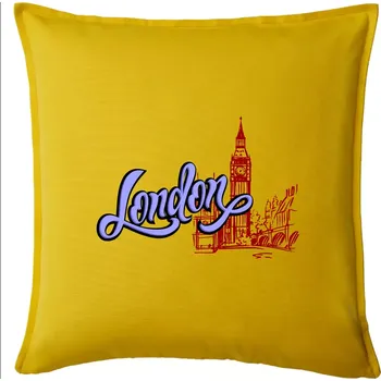 Polštář London Lettering - Polštář 50x50 - 50x50 - Pouze potah ( Žlutá )