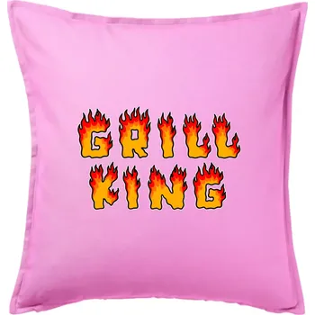 Polštář Grill King ohnivý nápis - Polštář 50x50 - 50x50 - Pouze potah ( Růžová )