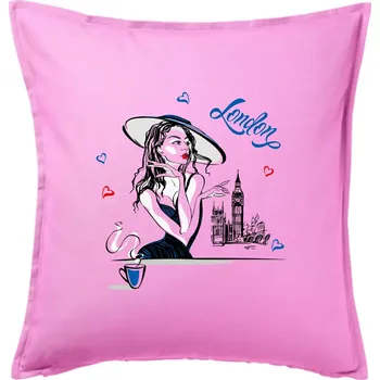 Polštář Fashion model London - Polštář 50x50 - 50x50 - Pouze potah ( Růžová )