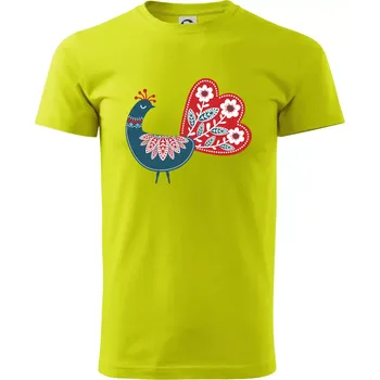 Folklor - páv modrý - Klasické pánské triko vyšší gramáže - S ( Limetková )