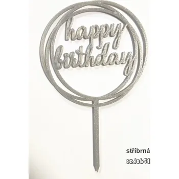 Happy Birthday č.2 - plastový zápich - Černá