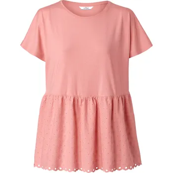 634644 - Tchibo - Triko z kombinace materiálů s výšivkou - pro ženy - vel. M 40/42 - barva: růžová