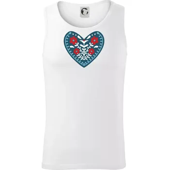 Folklor - srdce modré plné - Tílko pánské Core - 2XL ( Bílá )