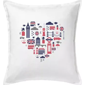 Polštář Anglie symboly srdce - Polštář 50x50 - 50x50 - Včetně výplně ( Bílá )