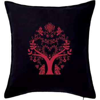 Polštář Folklor - strom - Polštář 50x50 - 50x50 - Pouze potah ( Černá )