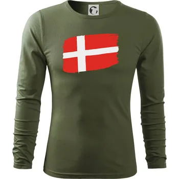 Pánské oblečení Dánsko vlajka - Triko s dlouhým rukávem FIT-T long sleeve - S ( Khaki )