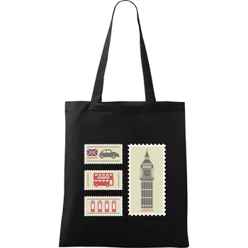 Britská známka - Taška bavlněná - 42 x 38 cm ( Černá )