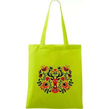 Folklor - Červený jelen - Taška bavlněná - 42 x 38 cm ( Limetková )
