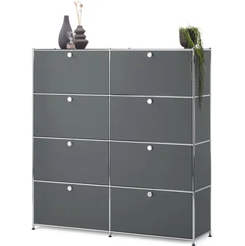 Koupelnový nábytek 655426 - Tchibo - Vysoká skříňka CN3 s 8 výklopnými dvířky - barva: šedá