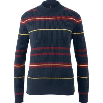 Dámský svetr 651077 - Tchibo - Svetr z jemného úpletu s copánkovým vzorem - pro ženy - vel. S 36/38 - barva: modrá/s proužky