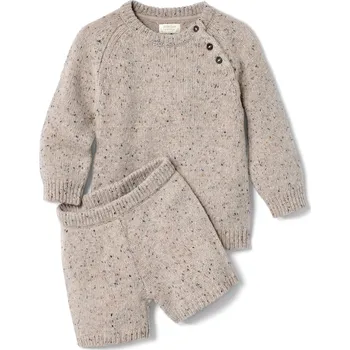 Čepice 651375 - Tchibo - Pletená souprava s vlnou s certifikací RWS - pro miminko - vel. 74/80 - barva: hnědá