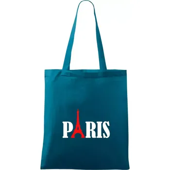 Paris nápis Eiffelova věž - Taška bavlněná - 42 x 38 cm ( Petrolejová )