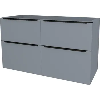 Koupelnový nábytek Mailo, koupelnová skříňka 121 cm, černé madlo, Multidecor, Monumentální šedá