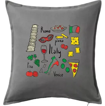 Polštář Itálie symboly - Polštář 50x50 - 50x50 - Pouze potah ( Tmavě šedý melír )