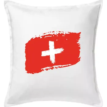 Polštář Švýcarsko vlajka - Polštář 50x50 - 50x50 - Včetně výplně ( Bílá )
