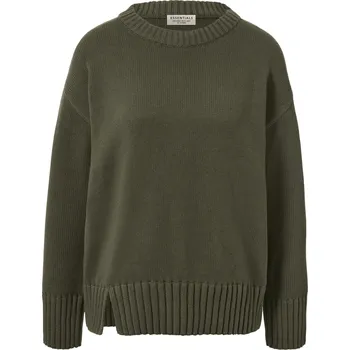 Dámský svetr 653702 - Tchibo - Pletený svetr přes hlavu s rozparkem - pro ženy - vel. XL 48/50 - barva: zelená