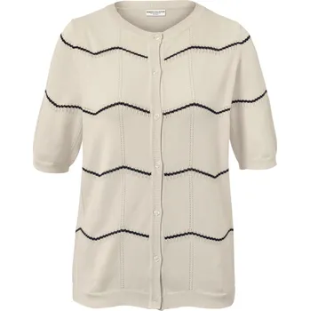 Dámský svetr 681459 - Tchibo - Kardigan z jemného úpletu s ažurovým vzorem - pro ženy - vel. M 40/42 - barva: modrá/s proužky