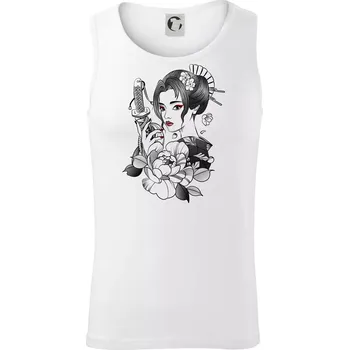 Japonsko - žena s červenými ústy - Tílko pánské Core - 2XL ( Bílá )