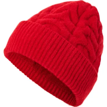 Čepice 694316 - Tchibo - Pletená čepice s copánkovým vzorem - barva: červená