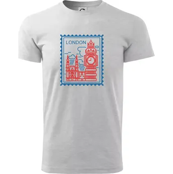 Londýn známka jednoduchá - Triko extra velké (5-8XL) - 6XL ( Světlešedý Melír )