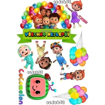 Jedlá dekorace na dort COCOMELON č.3 - jedlý papír - Bez úprav / Jedlý papír / Bez decor gelu