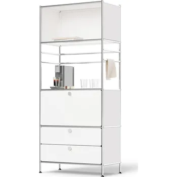 Dílenský regál 690447 - Tchibo - Kovový regál »Cn3« s 1 výklopnými dvířky a 2 zásuvkami - barva: bílá