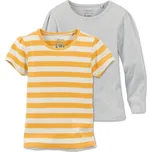 394487 - Tchibo - Žebrovaná trička - pro dívky - vel. 122/128 - barva: šedá/s proužky
