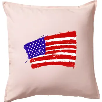 Polštář Americká vlajka ohnutá - Polštář 50x50 - 50x50 - Včetně výplně ( Světle růžová )