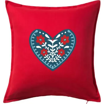Polštář Folklor - srdce modré plné - Polštář 50x50 - 50x50 - Pouze potah ( Červená )