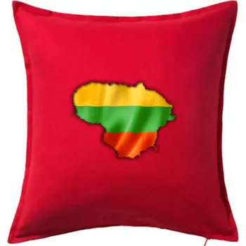Polštář Litva vlajka mapa - Polštář 50x50 - 50x50 - Pouze potah ( Červená )