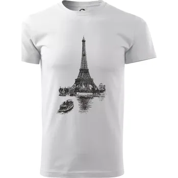 Pánské tričko Eiffelovka s loďkou - Triko extra velké (5-8XL) - 7XL ( Bílá )