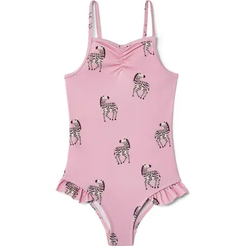 Dámské plavky 661423 - Tchibo - Plavky s volánky - vel. 122/128 - barva: růžová/s potiskem