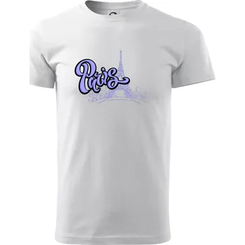 Pánské tričko Paris Lettering - Triko extra velké (5-8XL) - 6XL ( Bílá )