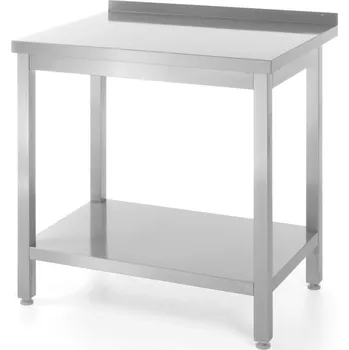 Dílenský stůl Nástěnný stůl s policí – přišroubovaný, hloubka 600 mm, HENDI, Profi Line, 800x600x(H)850mm