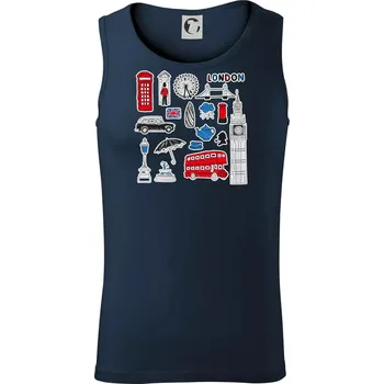 Velká Británie - kreslené ikonky - Tílko pánské Core - 2XL ( Námořní modrá (velmi tmavá - téměř černá) )