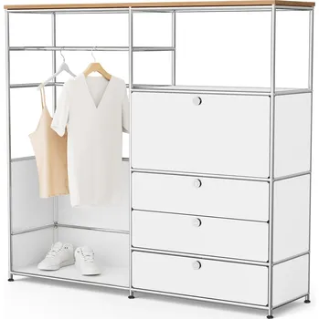 Šatní skříň 690445 - Tchibo - Kovová skříň »Cn3« s dřevěnou deskou - barva: bílá