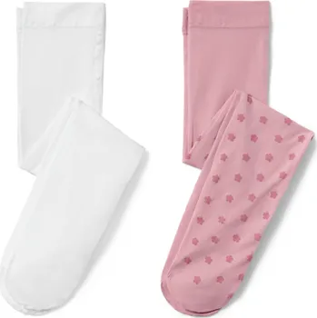 678665 - Tchibo - Dětské jemné punčocháče - pro dívky - vel. 110/116 - barva: bílá/květovaný