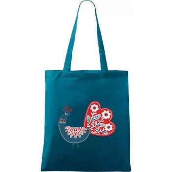 Folklor - páv modrý - Taška bavlněná - 42 x 38 cm ( Petrolejová )