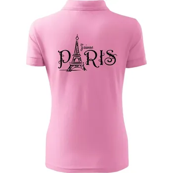 Paris nápis Eiffelovka rovný - Polokošile dámská Pique Polo - S ( Růžová )