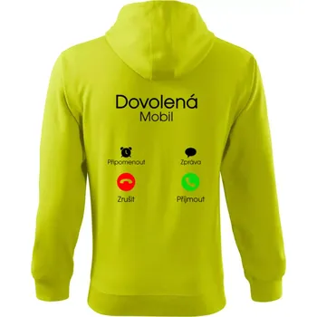 Pánská mikina Dovolená volá - Mikina s kapucí na zip trendy zipper - XL ( Limetková )