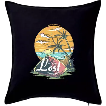 Polštář Beach camping get lost somewhere - Polštář 50x50 - 50x50 - Pouze potah ( Černá )