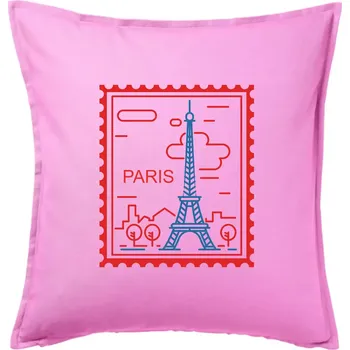 Polštář Paříž známka jednoduchá - Polštář 50x50 - 50x50 - Pouze potah ( Růžová )