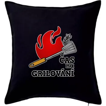 Polštář Čas na grilování - Polštář 50x50 - 50x50 - Pouze potah ( Černá )