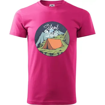 Pánská móda Night Camp - Silent night - Klasické pánské triko vyšší gramáže - L ( Purpurová )