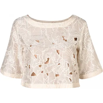 Top AVAME z hedvábí a bavlny S / Hedvábí / Bílé