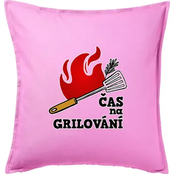 Polštář Čas na grilování - Polštář 50x50 - 50x50 - Pouze potah ( Růžová )